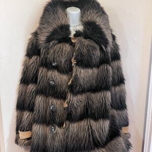 Faux Fur Striped Coat large Luxurious